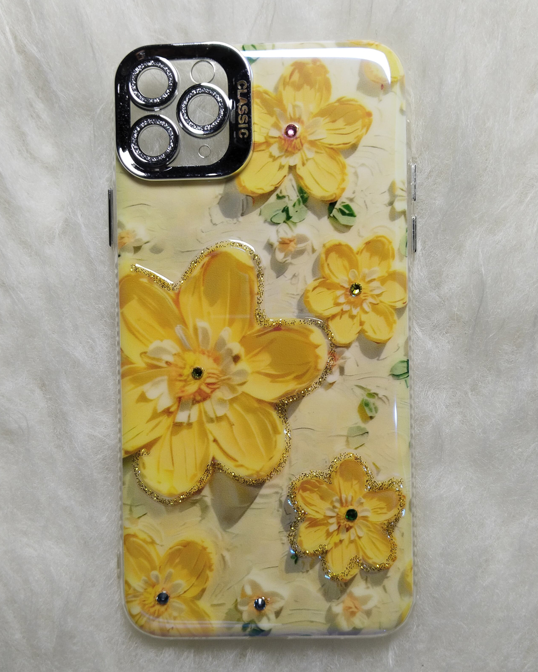Yellow 3D Printed Flower Case with Camera Protection