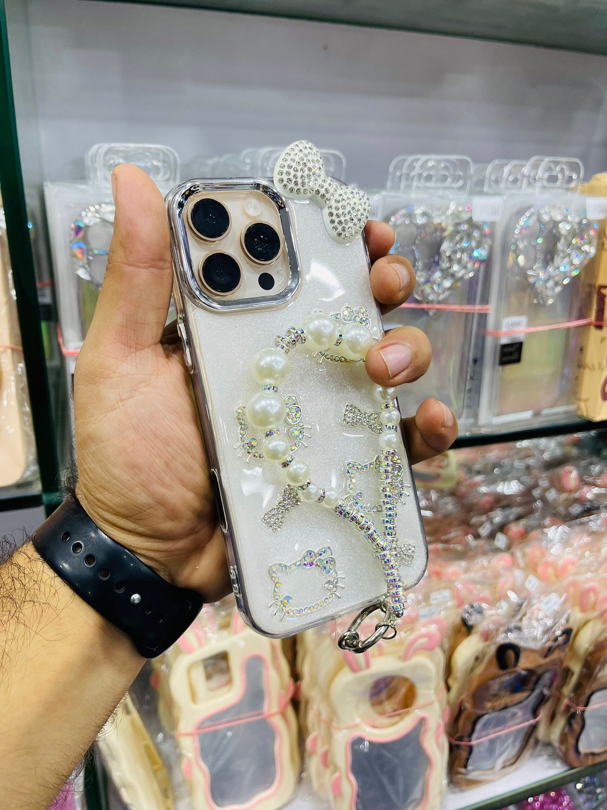 Kitty Chain Stone Case for iPhone