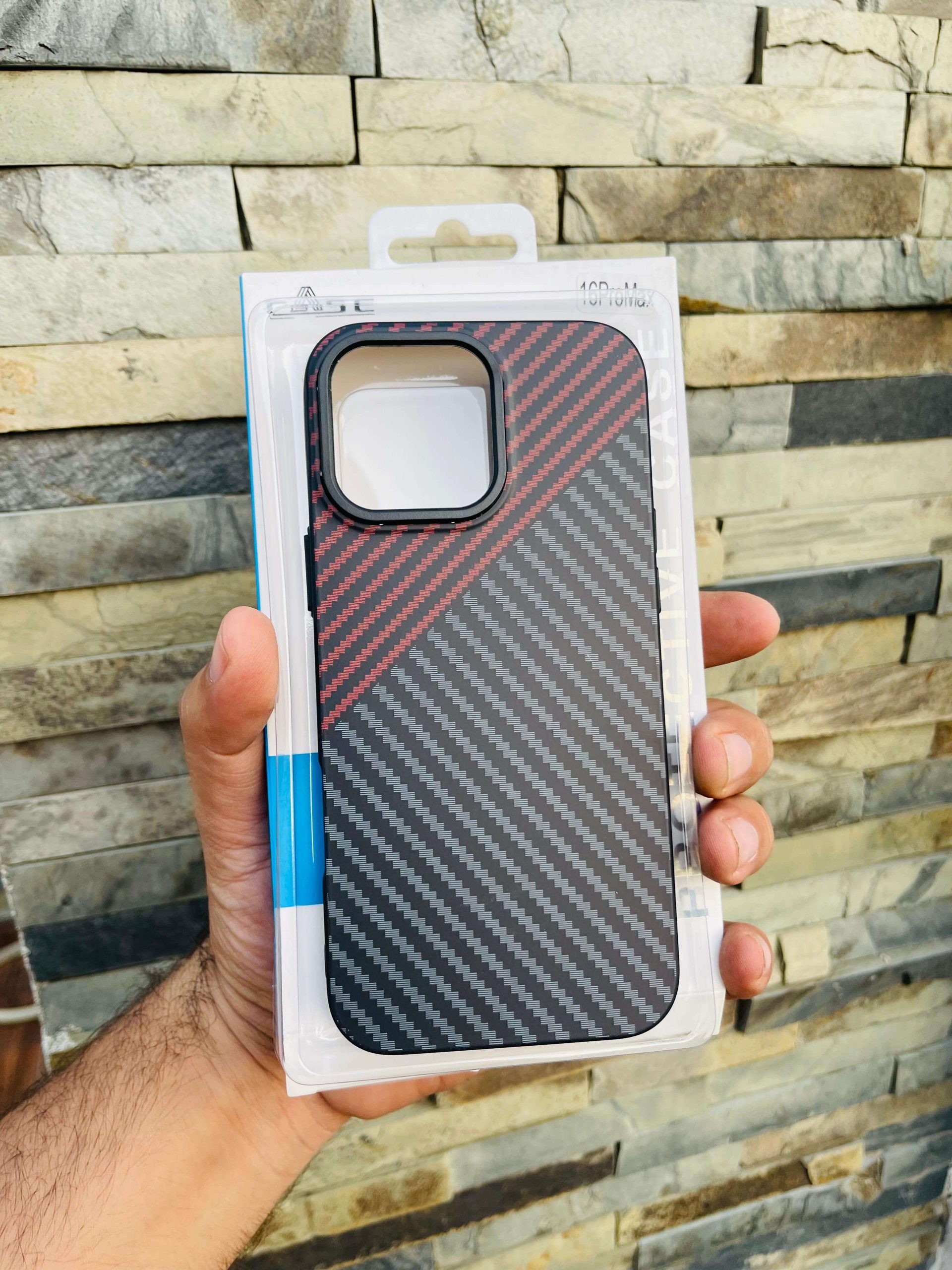 Patika Case for iPhone 16 Pro Max dual lines red and black