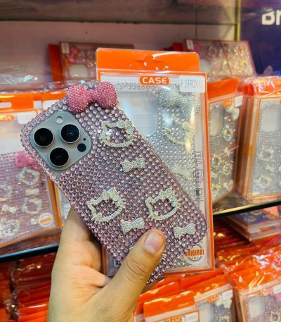 Premium Stone Case (Bow & Kitty) pink